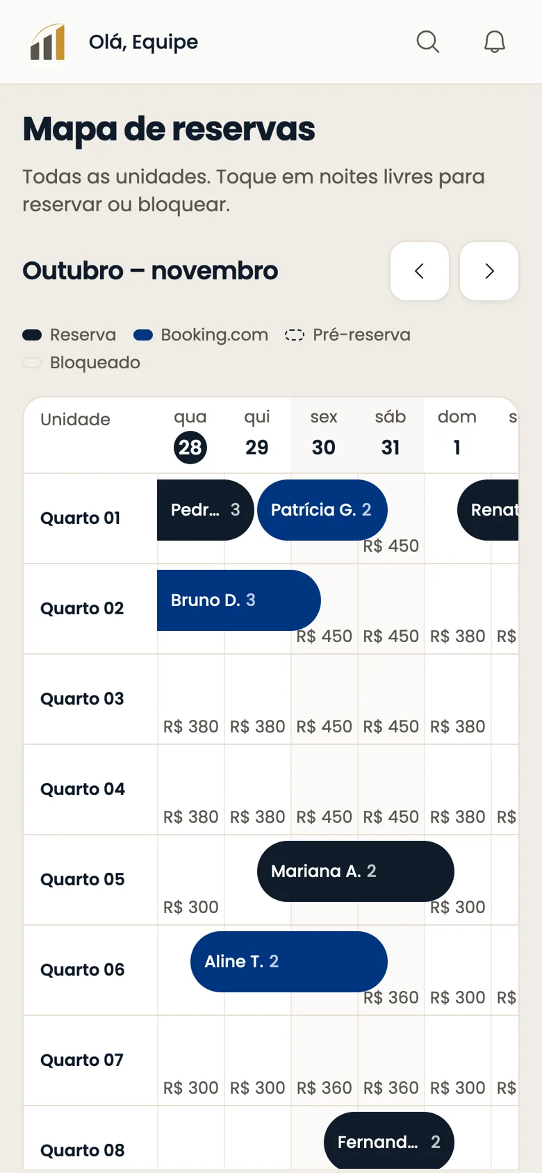 Mapa de reservas en el celular